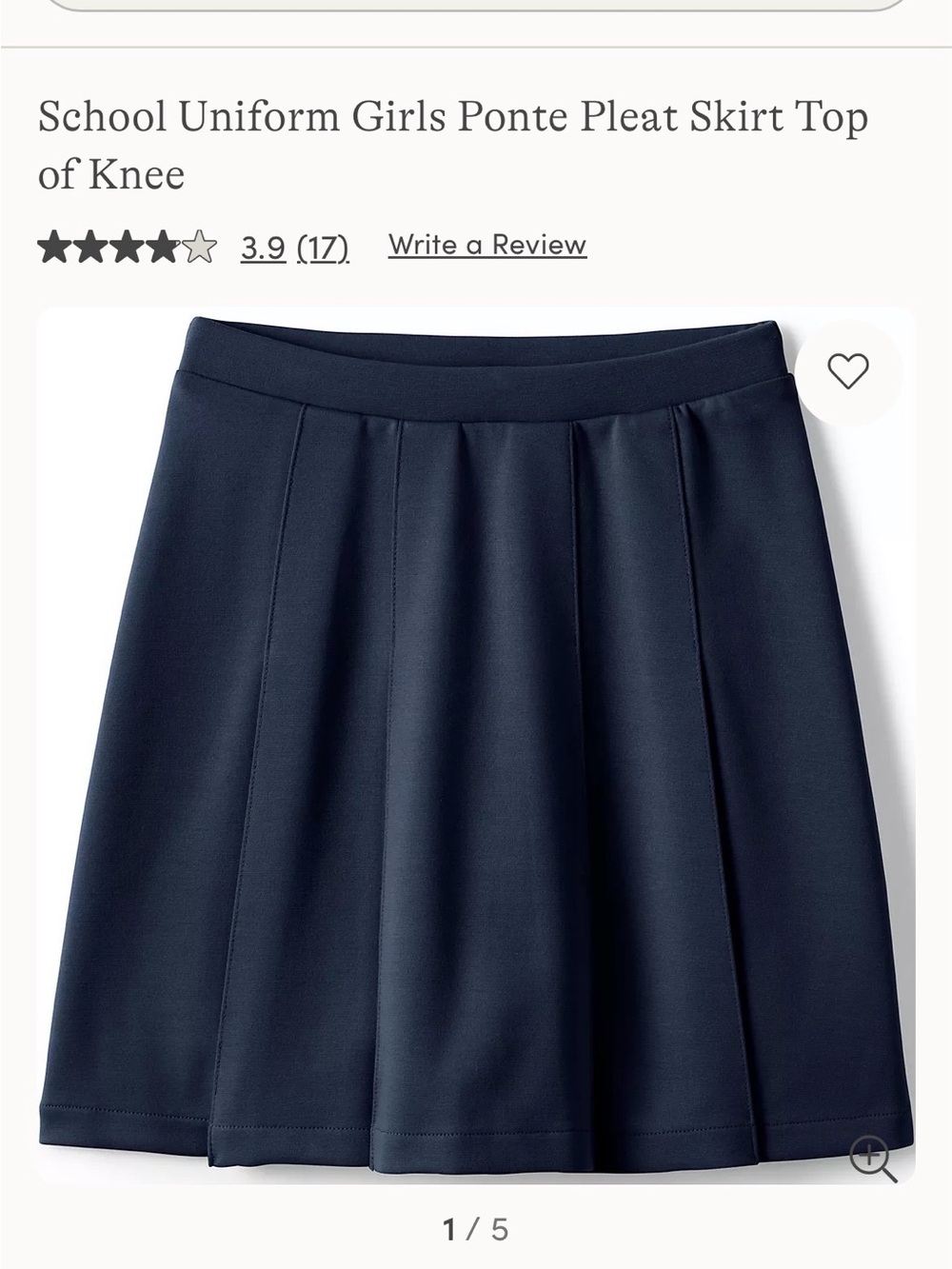 School Uniform Girls Ponte Pleat Skirt Top of Knee